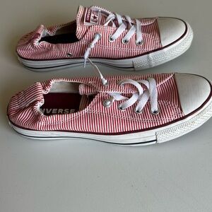Converse Red & White Striped Low-Top Sneakers — Slip-On Style
